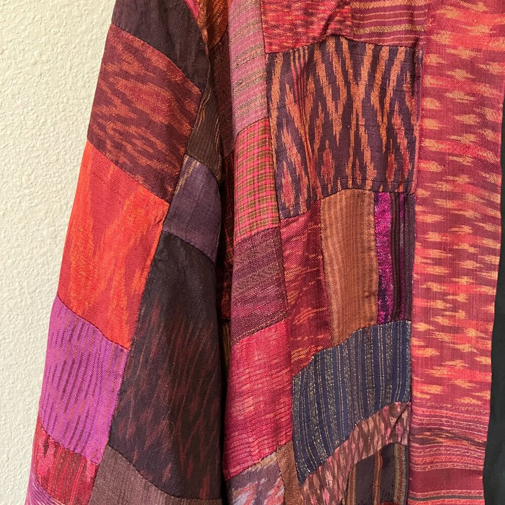 Unique Silk Upcycled Boho Patchwork Jacket - Mult… - image 7